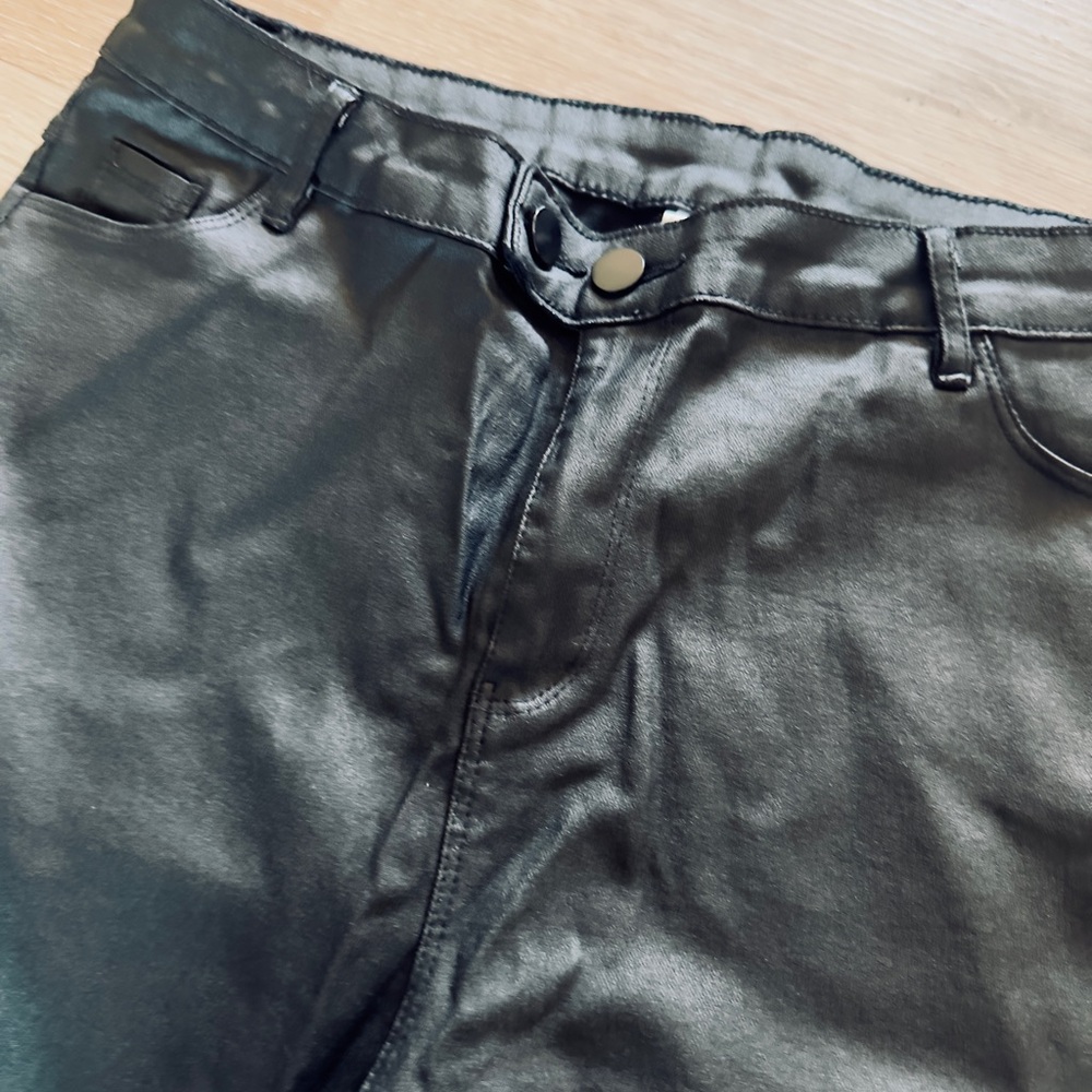 High Rise leather Black Coated Jeans size XXL - Picture 4 of 6
